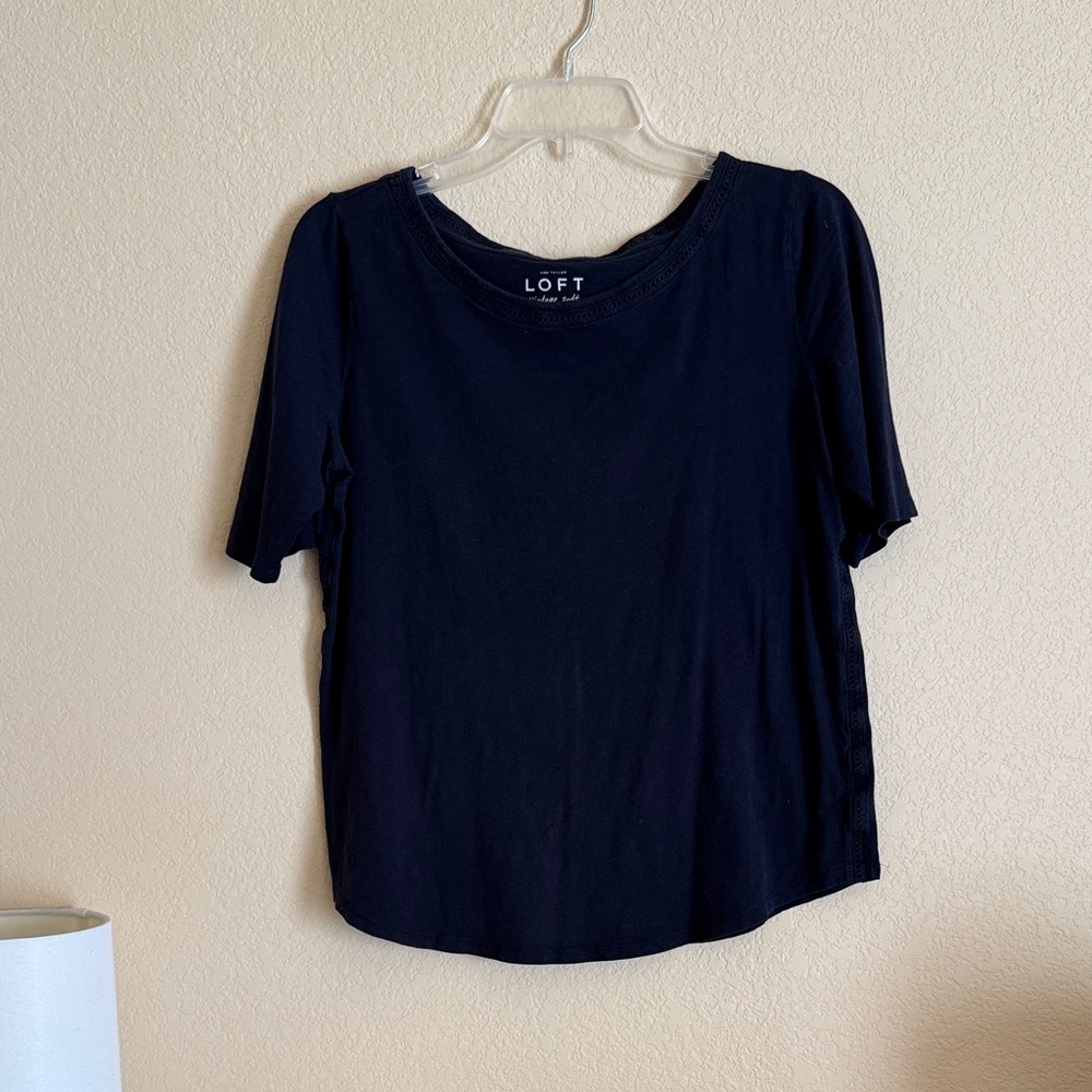 LOFT Navy Short Sleeve Crewneck Tee